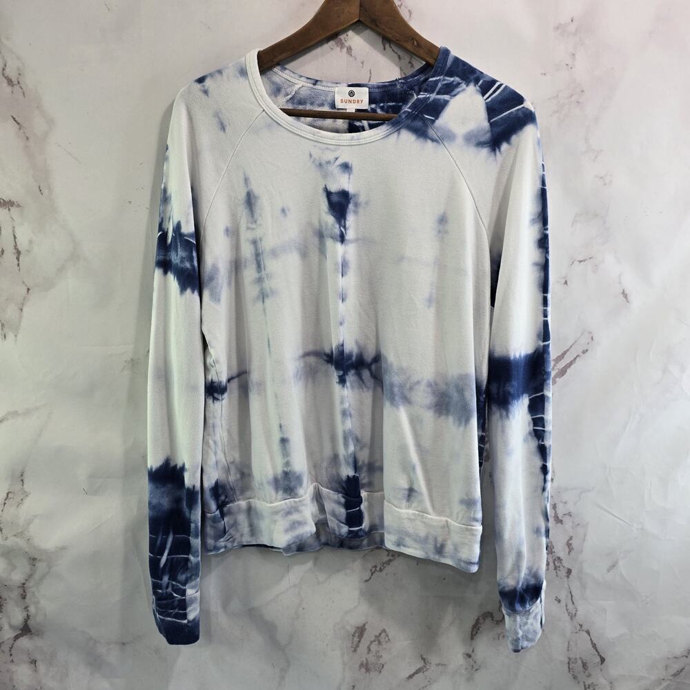 Sundry Sweatshirt Womens Medium 2 Blue Tie Dye Pullover Terry Lightweight